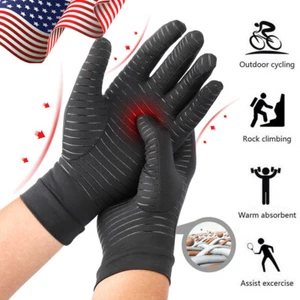 Vollfinger Kupfer Arthritis Kompression Handschuhe Hand Unterstützung Gelenk Schmerzlinderung - Bild 1 von 12