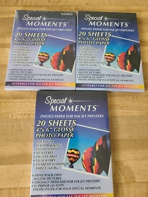 3 pk Special Moments 4x6 inch Glossy Photo Paper For Inkjet Printers  60 Sheets - Image 1 of 2