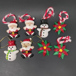 8 Vintage 1970s Poured Plaster Hand Made Hand Painted Christmas Ornaments *READ* - Picture 1 of 10