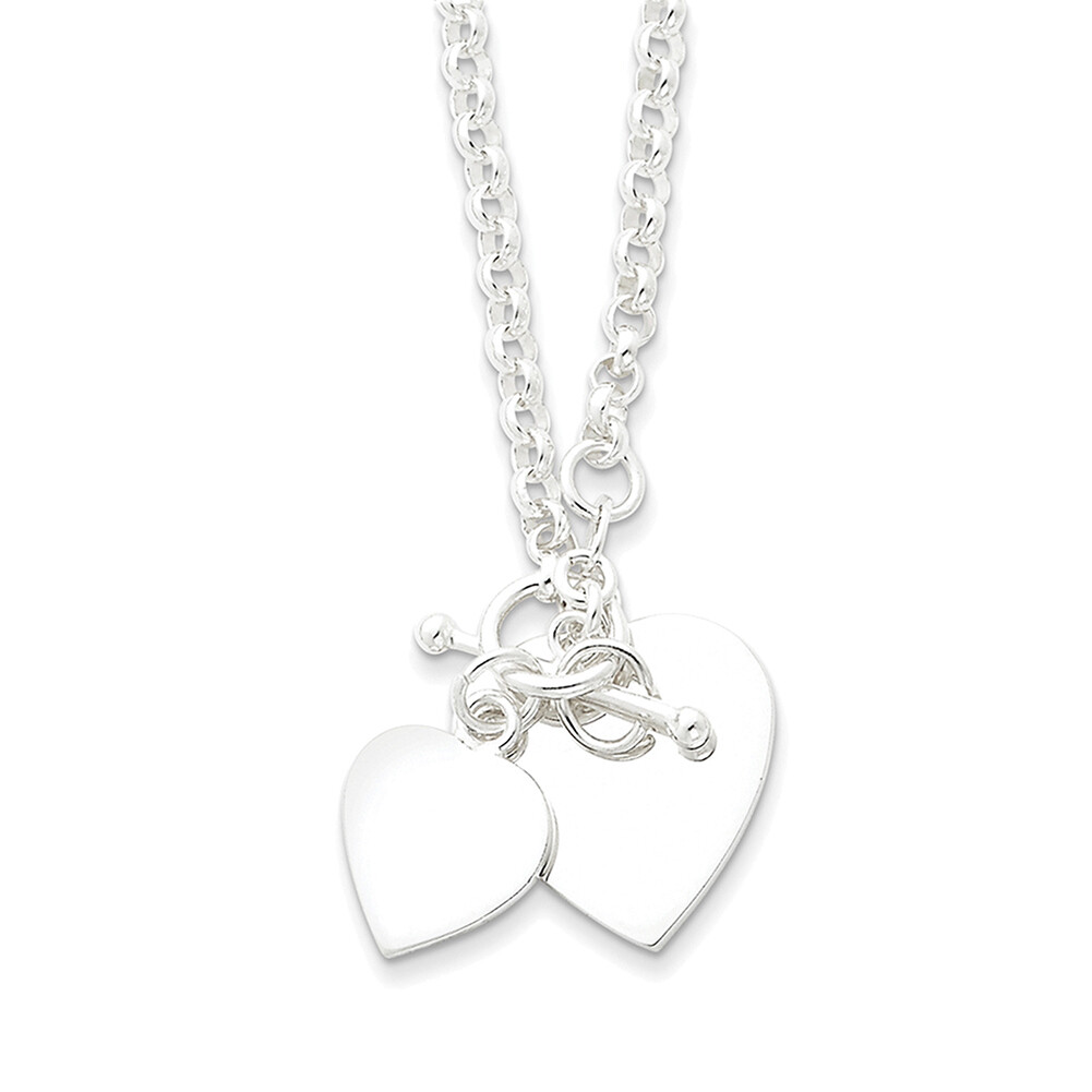 Sterling Silver Double Heart Toggle 