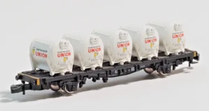 82366 Marklin Z-Scale  Flat car w, containers Dortmunder Union Brauerei, no box - Picture 1 of 2