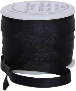 Threadart 100% Pure Silk Ribbon - 4mm Black - No. 002- 10 Meters - Picture 1 of 7