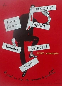 REKLAME PFEIL UNIC JONQUET DARBEL BALMORAL SIGNIERT RENE GRUAU VON 1955 AD PUB - Bild 1 von 1