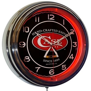 16" CASE Hand-Crafted Knives Since 1889 Neon Clock Man Cave Decor (Red) - Picture 1 of 7
