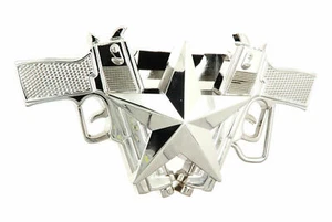 Chrome Guns & Star Lighter Holder Belt Buckle - Picture 1 of 2