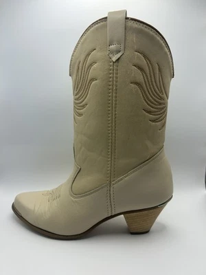 Botas vaqueras vintage para mujer Dingo de cuero tostado crema talla 7 1/2 M EE. UU. Foto 1 de 4
