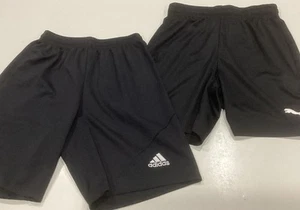 Adidas Climalite + Puma Dry Cell Black Soccer Shorts Youth Large Lot of 2 Pr. - Picture 1 of 5