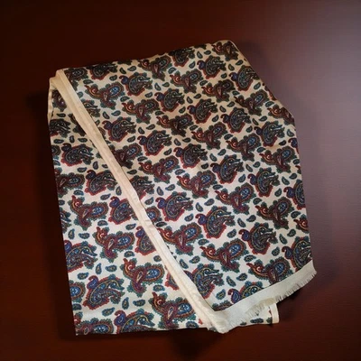 Weavers Workshop Japanese Silk Paisley Scarf With Wool Backing 48" X 8" Vintage - Image 1 of 4