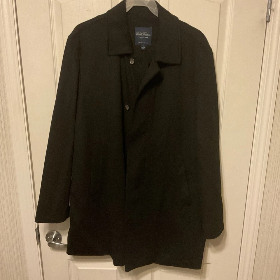 Brooks Brothers Loro Piana Sport Fabric Storm System Black Wool Coat Size Medium - Image 1 of 4