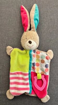 ♥TOPOMINI Schmusetuch Hase Schnuffeltuch bunt Beißring Ernstings Family - Bild 1 von 2