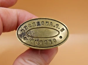 Antique 19th Century Brass & Wood "HP Andersen Ordrup" Sealing Wax Seal Stamp - Picture 1 of 7