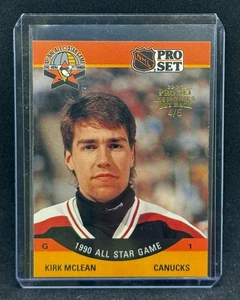 1990-91 Pro Set Kirk McLean #355 - 2020-21 Leaf Memories Buy Back Gold Foil 4/5 - Picture 1 of 2