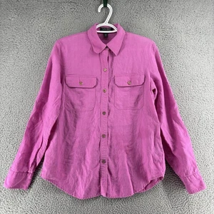 Lauren Ralph Lauren Shirt Womens Medium Pink Linen Button Up Top Preppy Summer - Picture 1 of 16