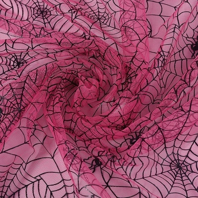 1Yard Halloween Spider Web Mesh Net Fabric Rose Red DIY Sewing Craft Tulle 150cm - Image 1 of 4