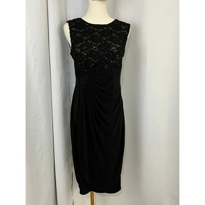 ENFOCUS STUDIO Black Lace Overlay Ruched Sheath Dress Size 8 - Image 1 of 4