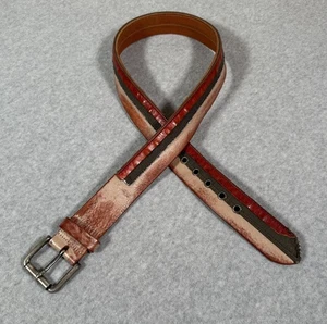 Banana Republic Gürtel Herren 36 Leder Canvas Streifen Massiv Messing Made Italy SPR - Bild 1 von 23
