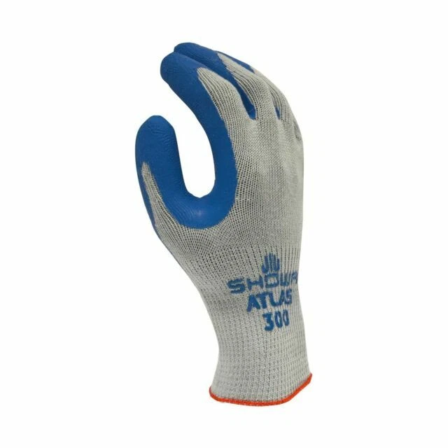 Showa Atlas 300 Fit Palm Coating Natural Blue Rubber Glove