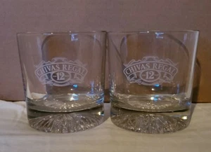 CHIVAS REGAL Scotch Whiskey Aged 12 Years (SET OF 2) Large & Heavy Rocks Glasses - Picture 1 of 4