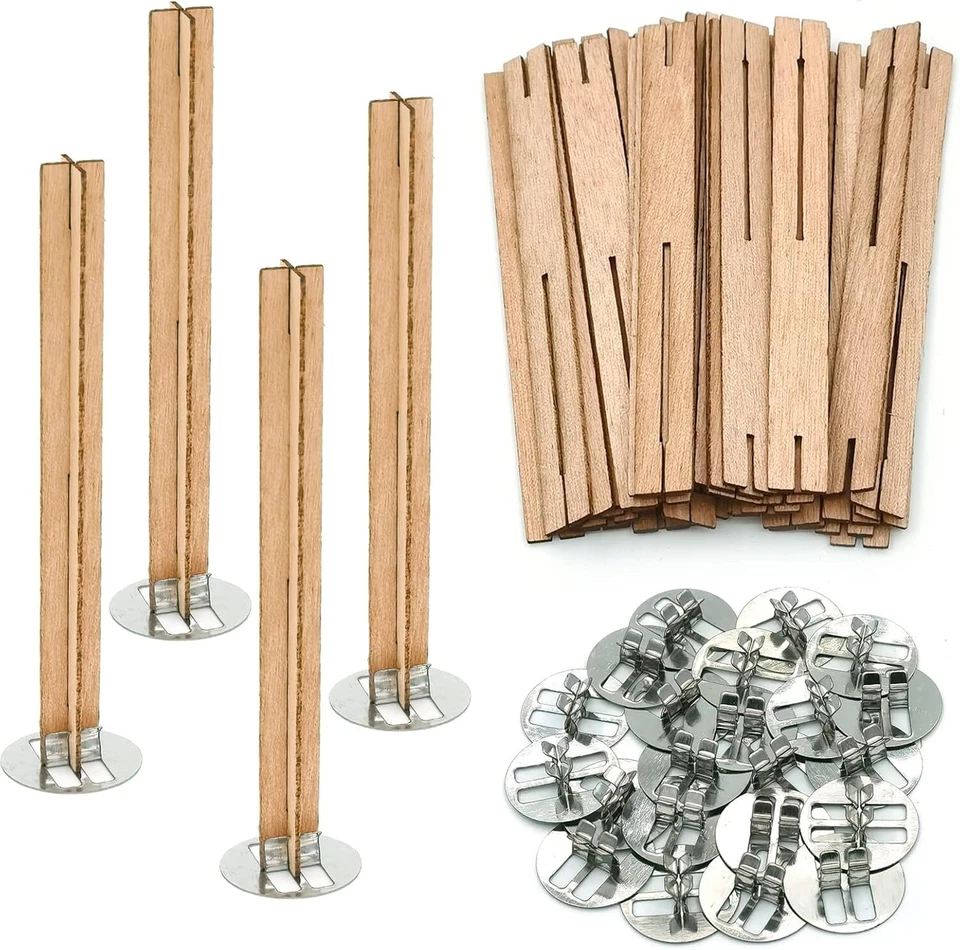 25 Set Wood Candle Wicks Cross Shape 4x0.4inch / 100x10mm, Wooden...  - Image 1 of 1