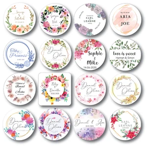 Personalised Stickers Wedding Stickers Wedding Favour Labels Floral 16 designs - Picture 1 of 26