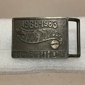 Vintage Hot Wheels - 15th Anniversary Brass Belt Buckle 1968-1983  / Mattel - Picture 1 of 4