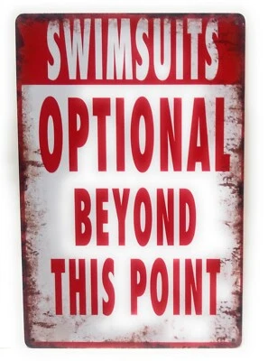 Letrero de hojalata de metal Beyond This Point opcional de trajes de baño, letrero de piscina, 8 pulgadas por 12 pulgadas Foto 1 de 2