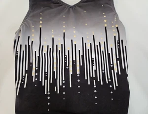 GK Elite Tank Leotard ADULT XL Gymnastics Dance Black White & Gold Design AXL - Picture 1 of 10