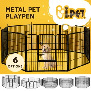 i.Pet Pet Dog Playpen Enclosure Cage 8 Panel Puppy Fence Play Pen Foldable Metal - Picture 1 of 97