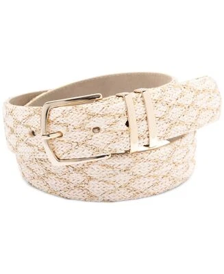 INC International Concepts Woven Metallic Fabric Panel Belt, Medium, Gold - Image 1 of 2