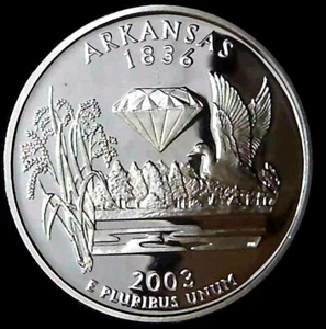 2003-S 25C State Quarter Arkansas GDC Proof 90% Silver 22coc0929-3 - Picture 1 of 2