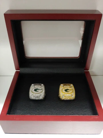 Aaron Rodgers - 2010 Green Bay Packers Super Bowl 2 Ring Set Gold Silver W Box Cover