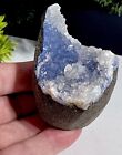 Rare Blue Quartz Sparkly Crystal Geode From India 100% Natural Blue Mineral Rock