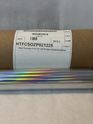 Holo Rainbow Silver - Stahls Heat Transfer Shiny Foil  - 12" x 25' long New - Image 1 of 2