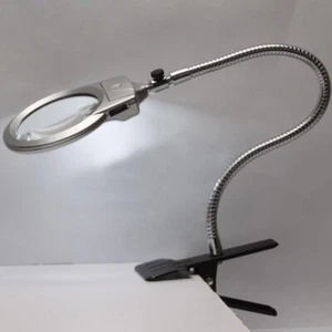 Magnifier LED Lamp Magnifying Glass Desk Table Light Reading Lamp With Clamp - Picture 1 of 4