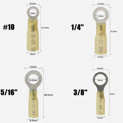 M5 M6 M8 M10 12-10AWG Heat Shrink Ring Terminal Wire Crimp Connectors Waterproof - Image 1 of 4
