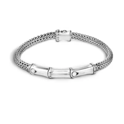 ✨Auténtico brazalete de cadena de trigo de plata de bambú John Hardy Foto 1 de 4