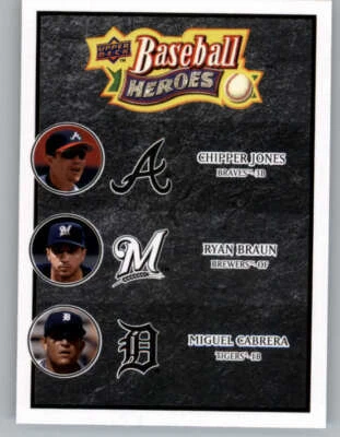 2008 Heroes Black #189 Chipper Jones/Ryan Braun/Miguel Cabrera (ref 154903) - Image 1 of 2