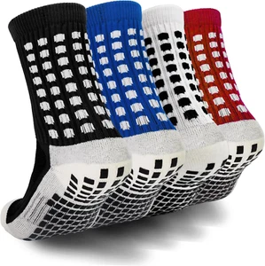 Kids Grip Athletic Socks 4 Pairs Soccer anti Slip Sports Socks for 8-12 Years - Picture 1 of 11