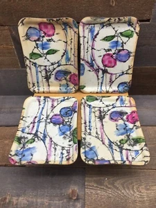 Vtg SET OF 4 Fiberglass Rectangular Trays/plates - Art Deco Fruit - RARE -12A - Picture 1 of 4