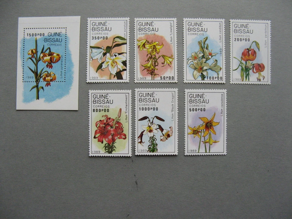 GUINEA-BISSAU, set + S/S MNH 1989, flower lilly - Image 1 of 1