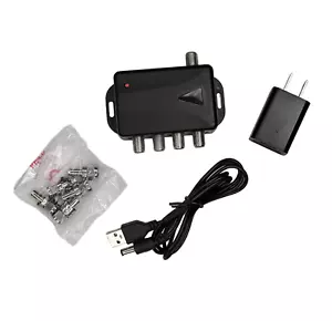 4 Ports TV Antenna Amplifier HDTV Cable Audio Video Signal Booster Splitter - Picture 1 of 8