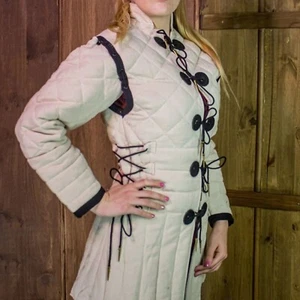 Mittelalterliche dick gepolsterte Gambeson weiß Renaissance Kostüme für Damen - Bild 1 von 4