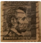 Abraham Lincoln Black 4 Cent Stamp Antique Vintag