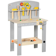 HOMCOM Kids Tool Bench, Wooden Workbench w/ 31 Pieces, for Ages 3-6 Years