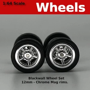 Chrome 12mm Blackwall 5 spoke Mag wheels - 12/12mm for Hot Wheels - Picture 1 of 4