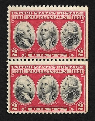 SC #703 ~ 1931 Surrender of Yorktown 2c Cent ~ Block / Pair of 2 Stamps - Image 1 of 2