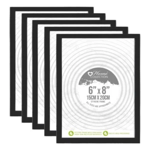 8"x6" Black Styrene Photo Picture Frames With Easel Stand & Wall Mount Portrait - Picture 1 of 37