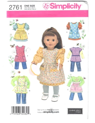 Simplicity 2761 18" Doll Clothes & Aprons Sewing Pattern Elaine Heigl Designer - Image 1 of 4