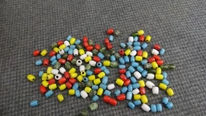 (B1) 7+ Pounds Beads 8mm Barrel Beads Bright Colors 1980's Trade Beads - Picture 1 of 12