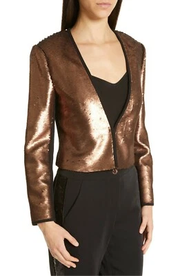 Blazer Chaqueta Corta Ted Baker Mujer Zalee Lentejuelas Marrón TB 2 US 4 6 NUEVO CON ETIQUETAS Foto 1 de 4